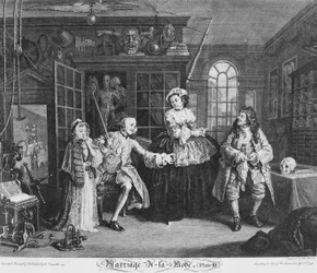 Marriage à la Mode, Plate 3, (The Scene with the Quack)
